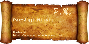 Petrányi Mihály névjegykártya